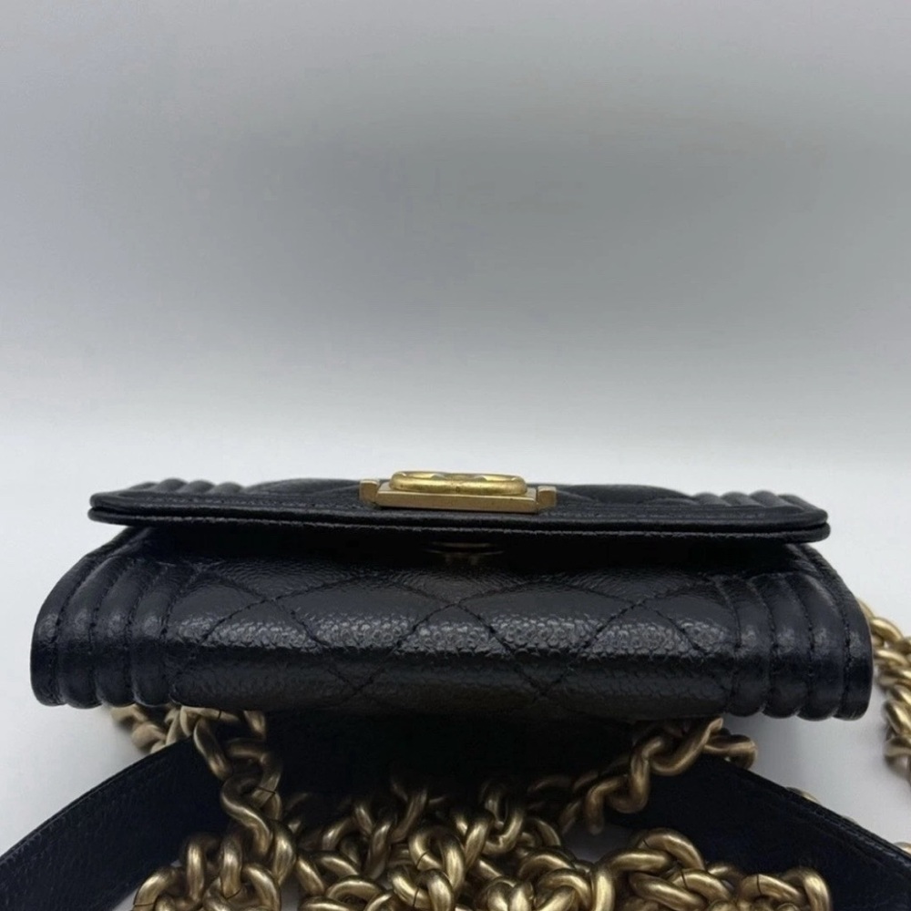 CHANEL Boy Chanel Mini Shoulder Bag Wallet on Chain Caviar Leather Black GHW - Picture 6 of 6
